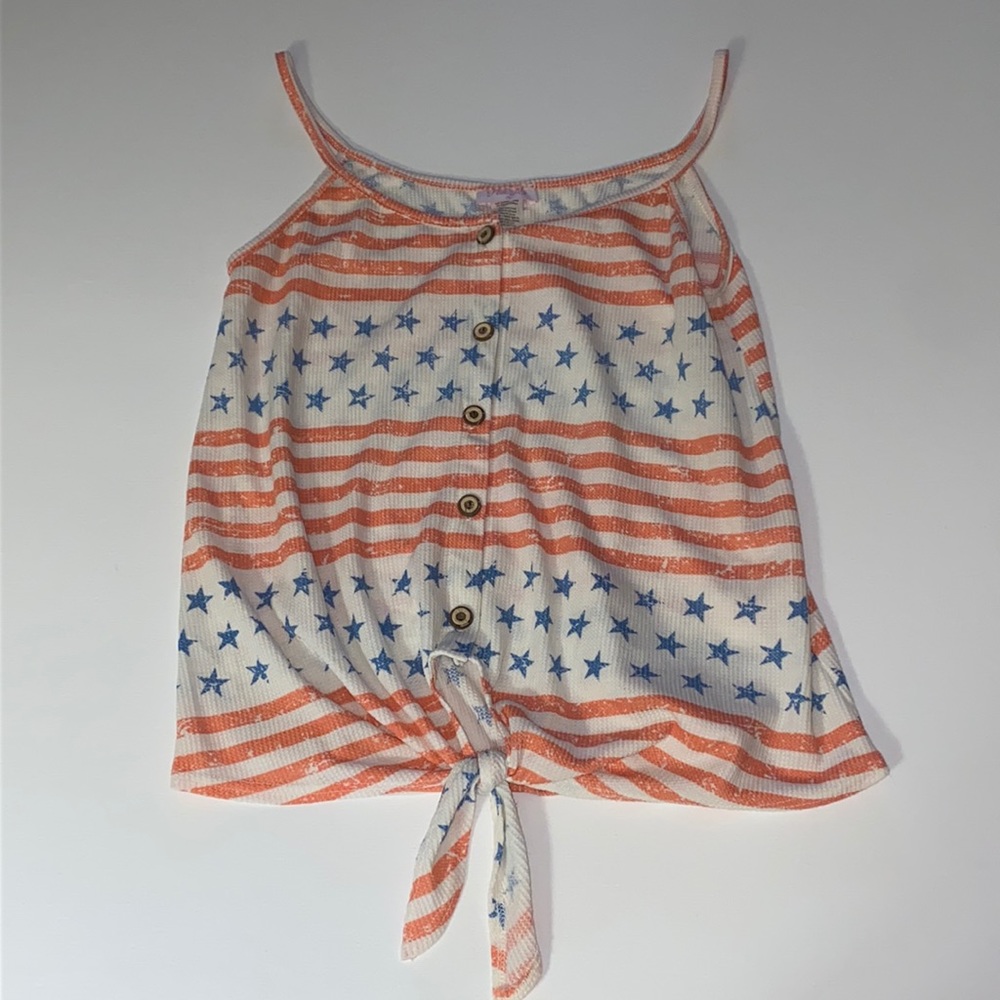 women’s Pink Lily American Flag top